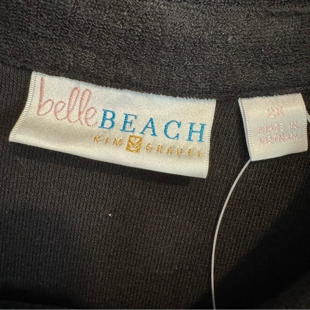 Belle Kim Gravel Beach Button-Up Shirt Pockets Poolside Terry Cloth Beach 2X - Picture 4 of 5